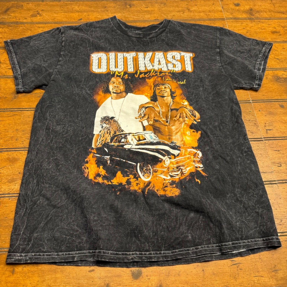 Outkast Ms Jackson Graphic Tee Mineral Wash Black Mens Medium Rap Shirt 2023‎
